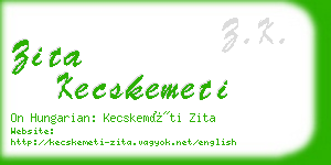 zita kecskemeti business card